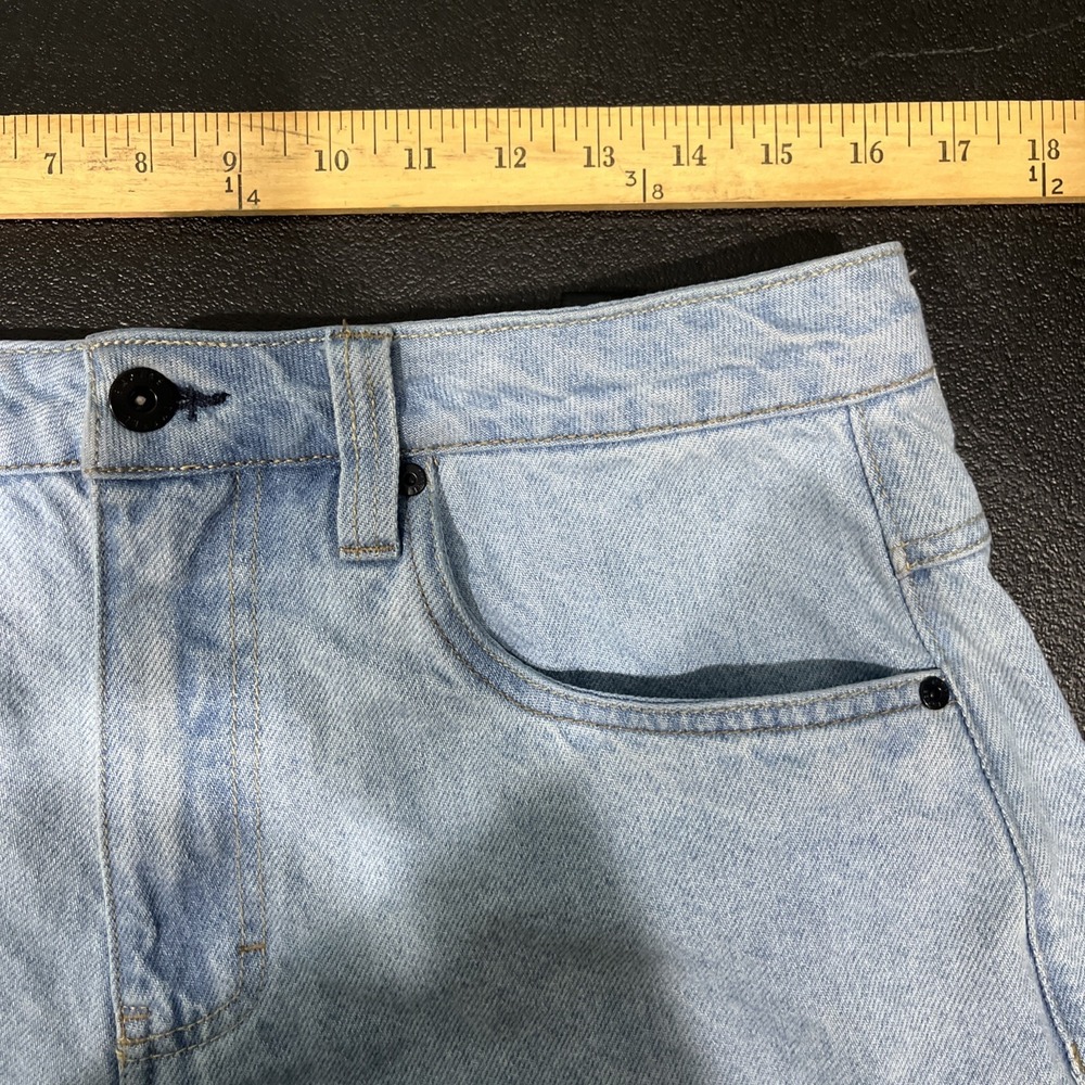 Empyre Denim Shorts Men‎ 30 Light Wash Blue Relax Fit Embroidered Raw Hem Cutoff - Picture 6 of 8